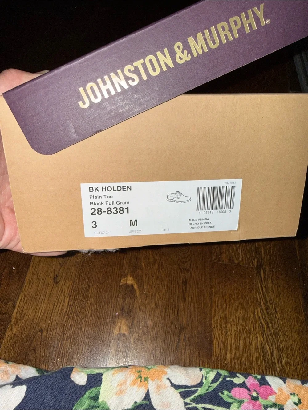 Johnston & Murphy Black Leather Plain-Toe Derby Shoes